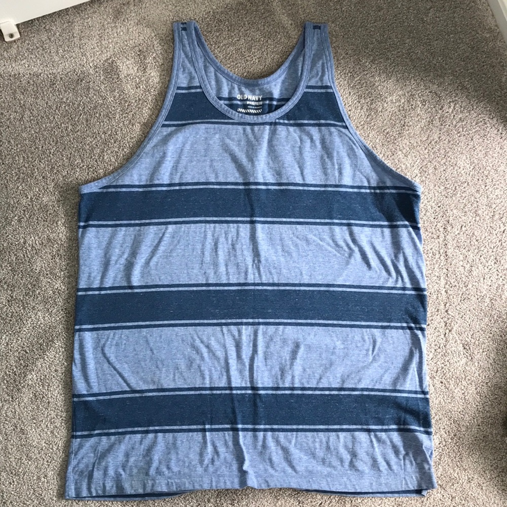 Men’s blue striped tank top, Old Navy size XL
